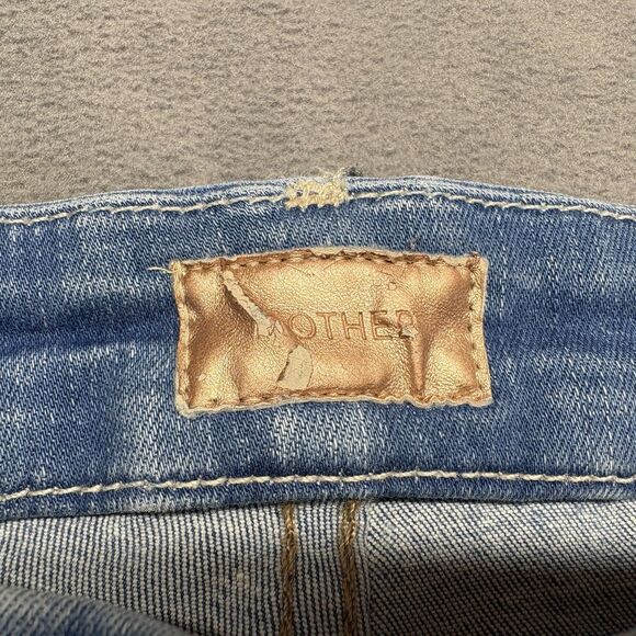 Mother Jeans Size 28 High Waisted Looker Crop Chill Blue Denim USA 5-Pocket - Picture 7 of 14